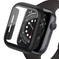 Laikrodžio dėklas Apple Watch 44mm 40mm 42mm 38mm PC buferis su stikline apsaugine plėvele, skirtas Iwatch Series 3 4 5 6 SE priedams 40mm juoda