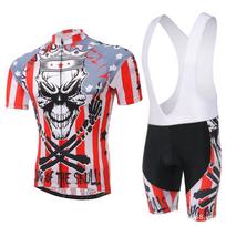Summer Riding Bicycle Cycling Clothing Set Short Bib Pants Men Skull Pattern Print Sport Jerseys S