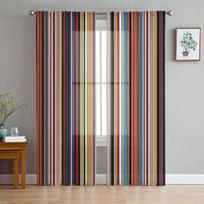 Vaivorykštės Geometrinės Juostelės Tiulio Užuolaidos Svetainei Virtuvei Dekoracija Šifono Langų Apmušalai Voile Skaidri Užuolaida W135 x H115cm x1&Rod Pocket
