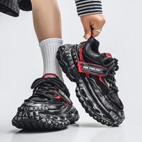 Chunky Sneakers Mens Designer Tire Sole Sport Shoes Fashion Casual Leather Fabric Breathable Height Increased Platform Gym Shoes 44 balta