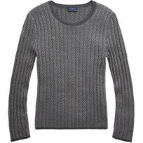 Polo Ralph Lauren Ribbed Wool Herringbone Knit Sweater Women sweater 211815101-001 XS gray