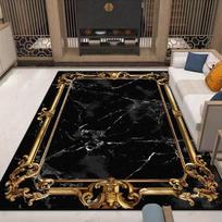 Black Gold Marble Luxury Carpet for Living Room Decorations Sofa Table Large Area Rugs Long Hallway Floor Mat Anti-slip Washable 60*90cm