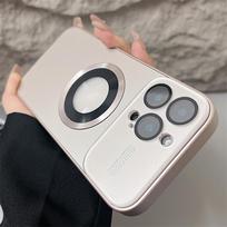 Titanium Alloy Texture Lens Protection Case For iPhone 17 16 15 14 Plus 13 12 Pro Max High-end Magnetic Simple for Magsafe Cover for iPhone 11 Pro