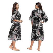 Women Floral Satin Kimono Dressing Gown Wedding Bathrobe Sleepwear New Arrival M juoda