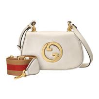 GUCCI Blondie Leather Shoulder Bag, Crossbody Bag, Handbag Mini Womens White Basic Set (Bag + Dustproof Bag) balta