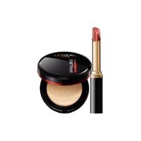 Loreal Paris Natural Black Fatty Air Cushion Thin Tube Lipstick Makeup Set - Two-piece Set Black Fatty Cushion 320 Floating Thin Tube Lipstick 615 juoda