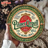 Senovinis Pilsner Urquell Od Roku Čekiško Alaus Apvalus Metalo Skardos Ženklas Retro Alaus Daryklos Tematikos Sienų Dekoras Namų Barui Pub Vyrui 20x20cm(8x8inch)