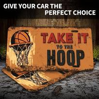 Take It to the Hoop Basketball Themed Retro License Plate Style Metal Tin Sign Vintage Distressed Sports Decorative Aluminum 15x30cm(5.9x7.8inch)