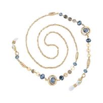 Fashionable Eyeglass Holder Chain With Metal Crystal  Purpose Accessory For Phone  Jewelry karališkos mėlynos spalvos