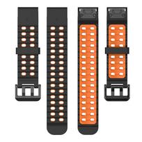 22/26MM Marine Strap For Garmin Watch Fenix 8 51/47MM 7 7/6/5x Two tone Silicone Band For Forerunner 965 955 Adjustable Bracelet 22MM juoda/oranžinė