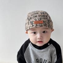 Letter Print Baby Headscarf Cap Cotton Lining Infant Beanie Hat Toddler Bandana Hat  Spring Autumn ruda
