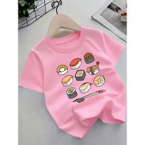 European sizes Adorable Cartoon Sushi Design Short-Sleeve T-Shirt, New Summer Kids' Clothing - 98cm rožinė