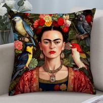 F-Frida K-Kahlo Art Double-Sided Printed Pillow Cover Short Plush Suitable Living Rooms Bedrooms Sofas Throw Cushion Cover Peach skin 18*18(CM)-1Pcs