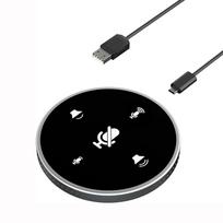 360º balso surinkimo USB konferencinis mikrofonas su daugiakrypčiu garsiakalbiu, kompiuterio mikrofonas, jutikliniai mygtukai nutildymui/garsumui, skirtas transliacijoms, Skype ir kt. 7.87x7.87x1.02cm juoda