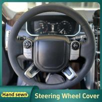 Automobilio vairo pynimo apdangalas, rankomis siūtas juodos odos, skirtas Land Rover Range Rover Evoque Discovery 5 Automobilio priedai Beige Thread black