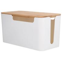 Large Cable Management Box, Plastic Cable   with Wooden Lid for Hiding Wires, Power Strips, Routers, Storage for   and Home