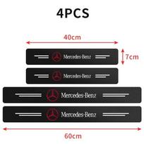 4 vnt. Anglies Pluošto Anti Scratch Scuff Pedalo Automobilio Durų Slenksčio Apsauginės Lipdukai Mercedes Benz AMG W124 W202 W203 W204 W210 W211 black