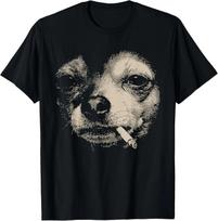Smoking Chihuahua Meme Funny Dog Face Y2K Grunge Dog Gift Unisex T-Shirt 4XL