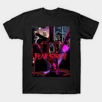 Men Black Print T-shirt Fear Street No-Cut Transfer Paper Print Cotton Tshirt S juoda