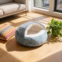 Pineapple Shape Semi-Enclosed Plush Soft Pet Bed for Dogs and Cats S mėlyna