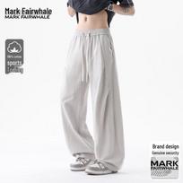 MARK FAIRWHALE Men's Linen Blend Casual Wide-Leg Pants M šviesiai pilka spalva
