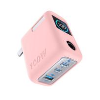 Dustproof Silicone Case Carrying Case for Anker 100W 3-Port Charger With Screen Display Travel rožinė
