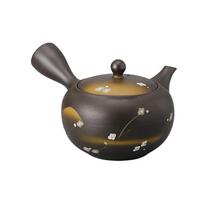 18 x 15 x 9 Black Clay Teapot Mesh Ceramic Tokoname Made in Ale-net Teapot, cm, 430cc, Forget-Me-Not (Refreshing Design), (Earthenware), Ware, Japan,
