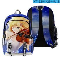 Classic Novelty Cool Your lie in April Student School Bags Unisex 3D Printed Oxford Notebook multifunction Travel Backpacks raudona