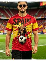 Ispanija 2026 Teminis Spaudinys Vyriški Futbolo Marškinėliai, Jaučio ir Futbolo Grafika, Nesudėtingi Kasdieniai Trumpomis Rankovėmis Marškinėliai XXS balta