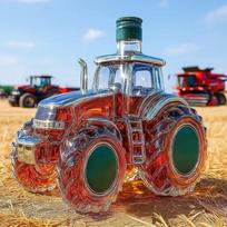 Traktoriaus formos viskio stiklinė-dekanteris 300 ml Naujoviškas traktoriaus formos skaidrus tuščias vyno butelis-dekanteris su dangteliu alkoholio talpykla Unikalus automobilis A