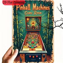 Retro Pinball Machines Game Room Metal Sign  Arcade Wall Art Decor for Bars Game Rooms Home Entertainment Centers 20x30cm（7.8x11.8inch）