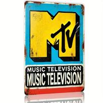 Kambario dekoras   MTV logotipas Metalinis skardinis ženklas Geležinė sienos meno dekoracija Barui, kavinei, pajūrio namui, kiemui, sodybai   Namų dekoras Tobulas 20x30cm（7.8x11.8inch）