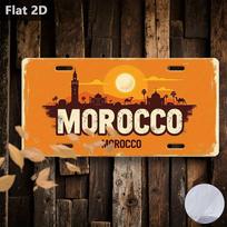 D Flat pc Outdoor Wall Decor Morocco Camels Mosques Retro Metal Decor Resort City Sign Decor for Cafe Garage Garden 15x30cm(5.9x7.8inch)