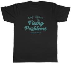 Personalised Grease Monkey Fixing Problems Mens T-Shirt Tee Gift Top M