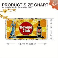 HD Aluminum Print Vintage Havana Club Rum Retro Liquor License Plate Style Wall Art High Definition BendResistant Metal Sign 15x30cm(5.9x7.8inch)
