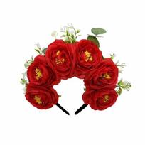 Beautiful Floral Hairband Creative Headdress Comfortable Wear Bridal Headwear for Photoshoots and Special Event raudona