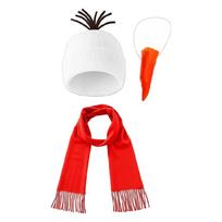3pcs Snowman Costume Complete Kit Knitted Hat Red Scarf Carrot Nose Suitable for Children Adults Holiday Activities 1