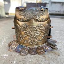 Medieval Brass Embossed Roman Muscle Cuirass Full Brass Chest Armor Jacket with Batch Historical Warrior Armor Gift