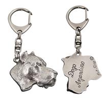 Dogo Argentino - Silver-plated key ring with dog, handbag decoration, backpack pendant by Art-Dog brand sidabras
