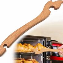 Wood Oven Rack Puller, Oven Rack Push Pull Tool, Prevent Scalding, Pull out Hot Racks Safely, Long Handle Toaster Oven Accessories,Suitable ruda