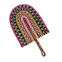 Rankų darbo šiaudų pynimo vėduoklis Natūralios jūros žolės raffia vėduoklis su ilga rankena Pusiau ovalus pintas vėduoklis Vasaros vakarėlio sienos pakabinamas dekoras F