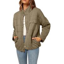 Europe and the United States Women's New 2024 Autumn and Winter Ladies Collar Loose Fashion Lightweight Jacket Coat L armijos žalia spalva
