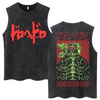 Anime Dorohedoro Kaiman Vintage Washed Tank Tops Harajuku Manga Sleeveless T Shirt Men Women Cotton Loose T-shirt S