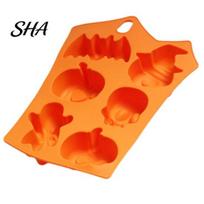 Ice Cube Tray Halloween Silicone Cake Mold, Theme, 6 Cavity Multi-Functional Baking Tray, Non-Stick Jelly Mold Theme Food Grade for Chocolate oranžinė
