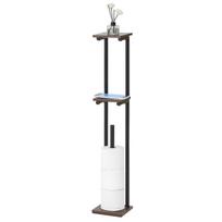 Sunny Point Freestanding Toilet Paper Slim Wooden Shelf with Smartphone Tissue and Storage 2 Stand, Holder, Holder, (Black, Tiers) juoda