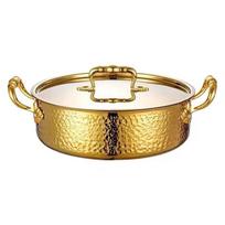 DingShiJu Hammered Gold-Plated 304 Stainless Steel Hot Pot 32cm