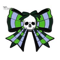 Halloween Costume Pin Brooch Pin, Enamel Skull Bow Design Brooch, Style Snap-On Cool Accessory Badge for Backpacks Collars Hats Holiday Decoration D