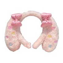 Stylish Anime Lop Ear Headbands With Sparkling Rhinestones Decors Nonslip Plush Face Washing Hairband For Full Day Comfort rožinė