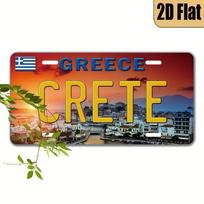 D Flat pc Greece Crete Sunset Aluminum Sign xcm Coastal City View Home Wall Decor (For Decoration Only) 20x30cm（7.8x11.8inch）