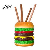 Big Hamburger Pen Organizer Giant Holder, Funny Food Desk Organizer, Large Capacity Pencil Stand for Pens Markers, Creative Storage Box Office A